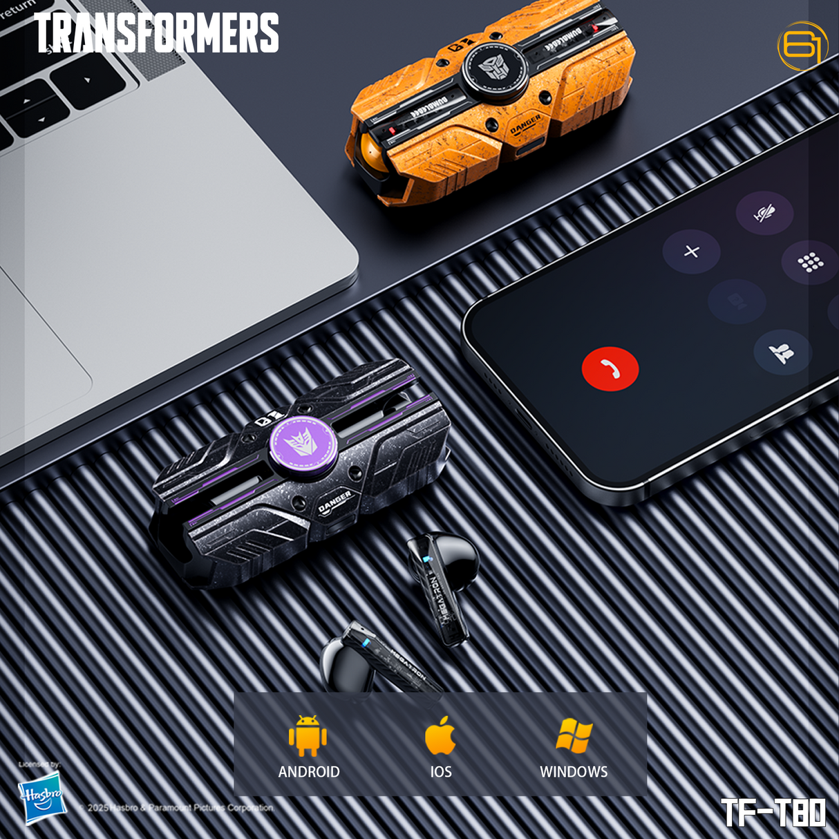 Transformers TF-T80 Bluetooth True Wireless Earbuds with Noise Cancelling In-Ear Cool HiFi HD Calling Dual Modes Sports Music Game Long Endurance Earphones