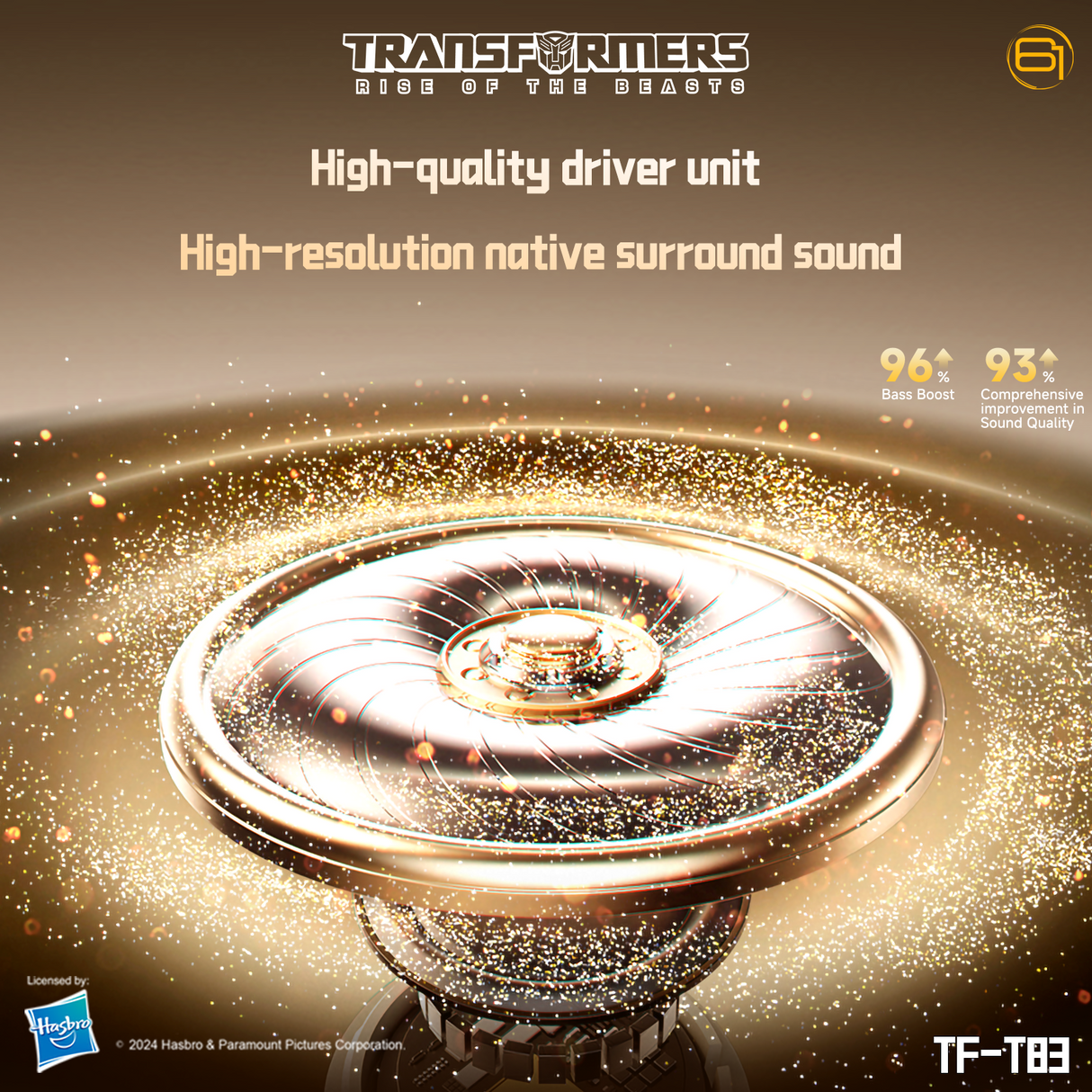 Transformers TF-T83 Clip-on Bluetooth 5.4 Wireless Earbuds, with Microphone for HD Voice Calls In-Ear Cool HiFi Calling Dual Modes Sports IPX5 Waterproof Long Endurance Earphones