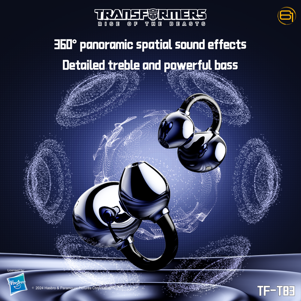 Transformers TF-T83 Clip-on Bluetooth 5.4 Wireless Earbuds, with Microphone for HD Voice Calls In-Ear Cool HiFi Calling Dual Modes Sports IPX5 Waterproof Long Endurance Earphones