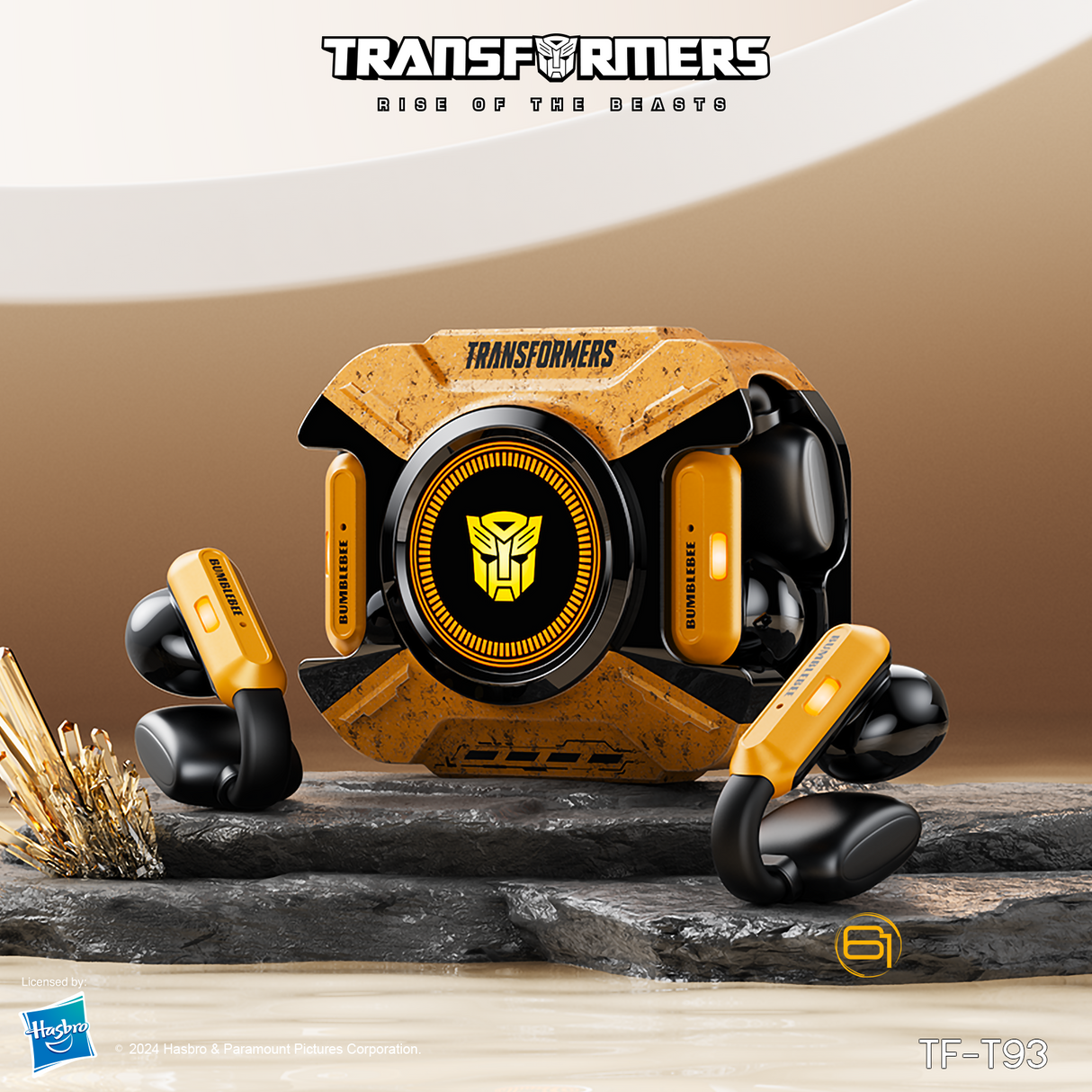 Transformers TF-T93 Ear-Clip True Wireless Bluetooth 6.0 Earbuds with Mic, Zinc Alloy Armor Case, Low Latency Game/Music Modes, Hi-Fi 12mm Drivers, Secure Fit Sports Earphones