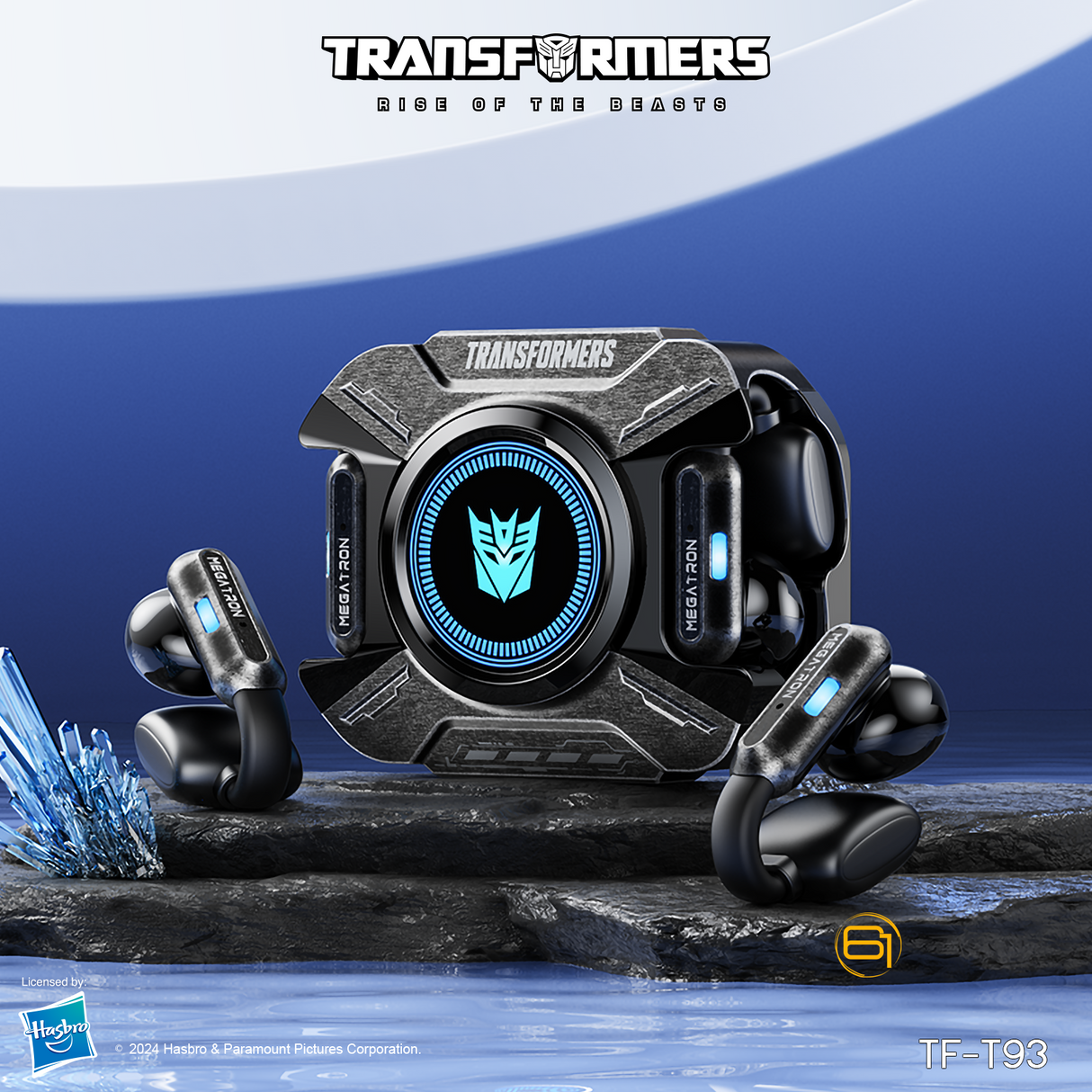 Transformers TF-T93 Ear-Clip True Wireless Bluetooth 6.0 Earbuds with Mic, Zinc Alloy Armor Case, Low Latency Game/Music Modes, Hi-Fi 12mm Drivers, Secure Fit Sports Earphones