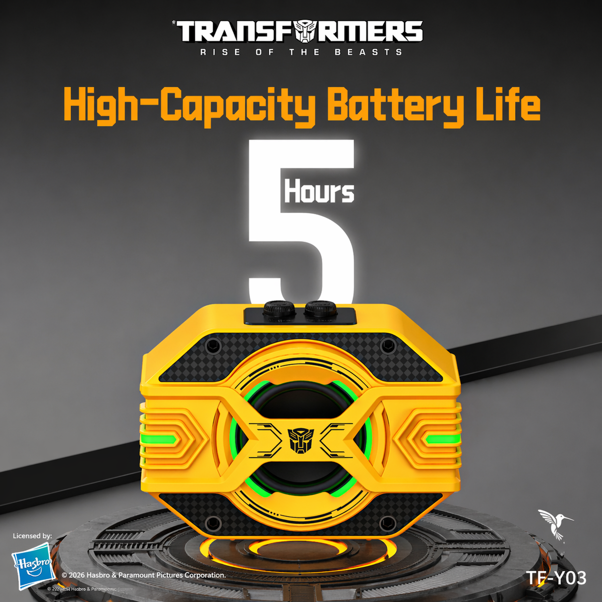 Transformers TF-Y03 CoreBlock Design Bluetooth TWS Speaker 5W Portable Wireless IPX5 Waterproof, 5H Playtime Deep Bass, Stereo Pairing, Built-in Mic, AUX/TF Card