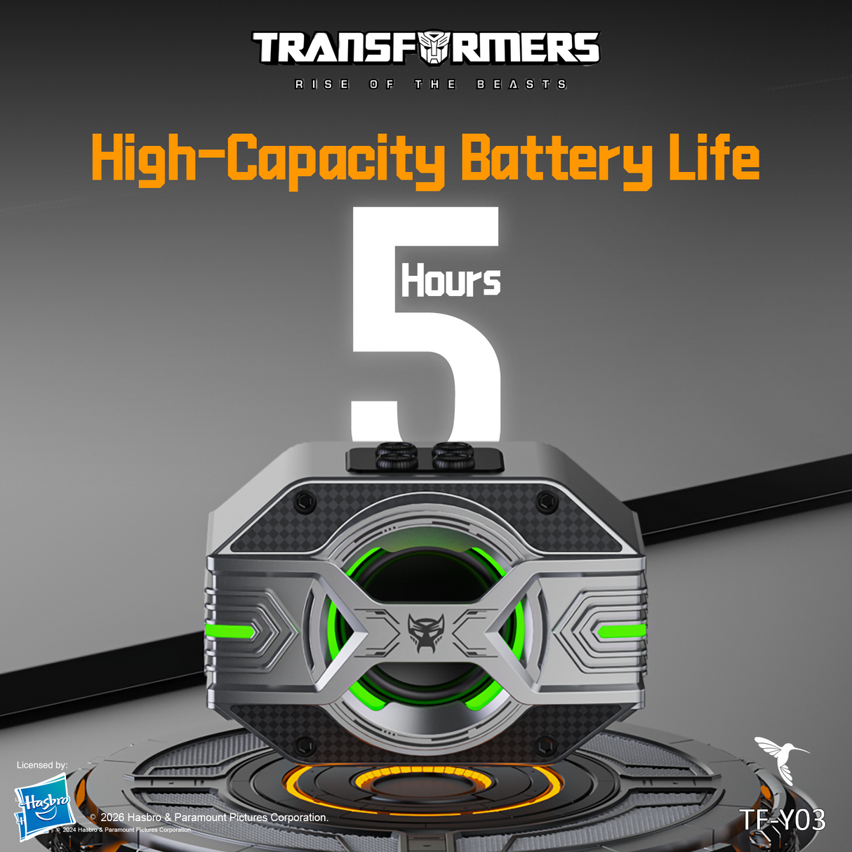 Transformers TF-Y03 CoreBlock Design Bluetooth TWS Speaker 5W Portable Wireless IPX5 Waterproof, 5H Playtime Deep Bass, Stereo Pairing, Built-in Mic, AUX/TF Card