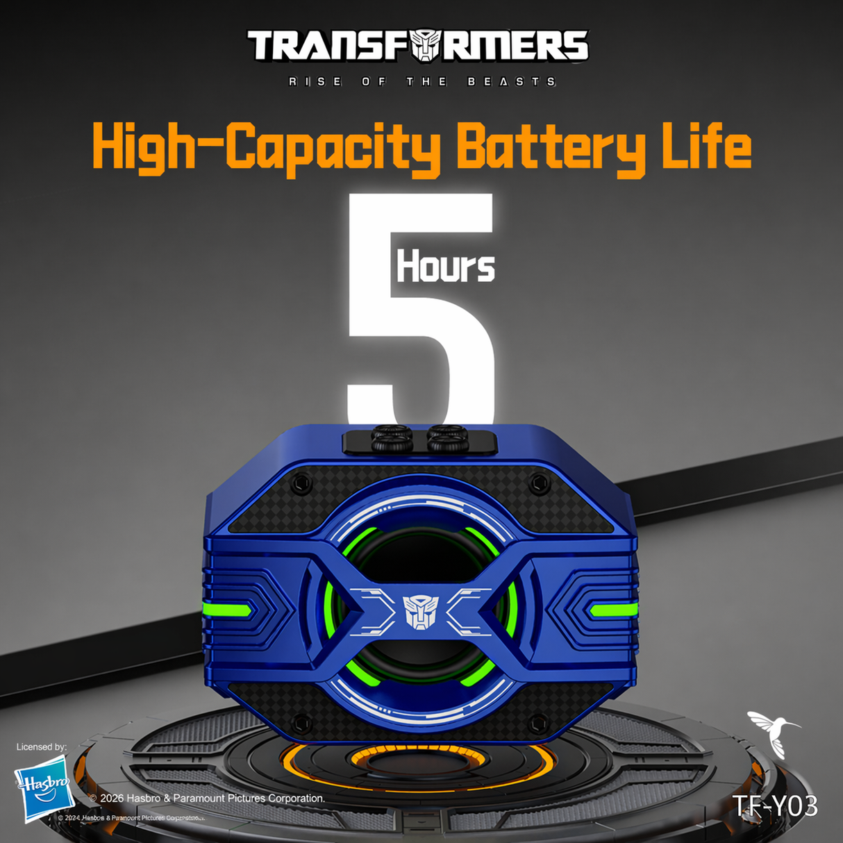 Transformers TF-Y03 CoreBlock Design Bluetooth TWS Speaker 5W Portable Wireless IPX5 Waterproof, 5H Playtime Deep Bass, Stereo Pairing, Built-in Mic, AUX/TF Card