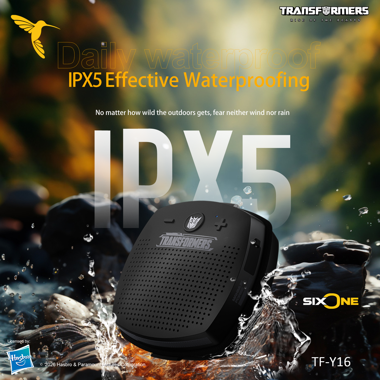 Transformers TF-Y16 FlexCube Design Bluetooth Speaker 45mm 4.3W Portable TWS Wireless Speaker IPX5 Waterproof, TWS Stereo Pairing, Built-in Mic