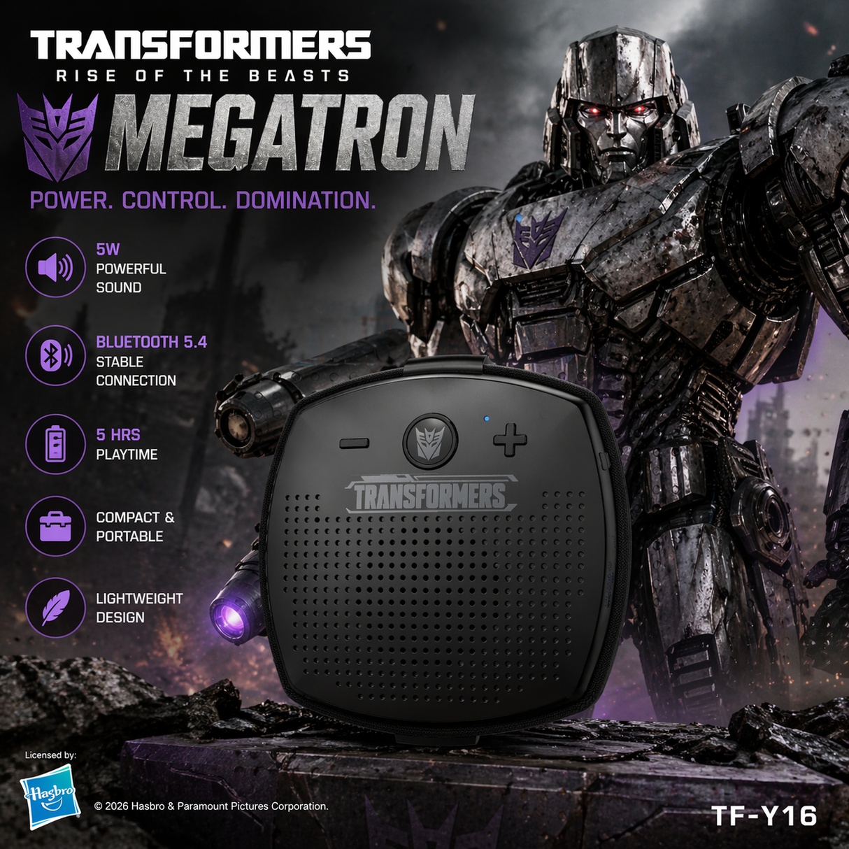Transformers TF-Y16 FlexCube Design Bluetooth Speaker 45mm 4.3W Portable TWS Wireless Speaker IPX5 Waterproof, TWS Stereo Pairing, Built-in Mic