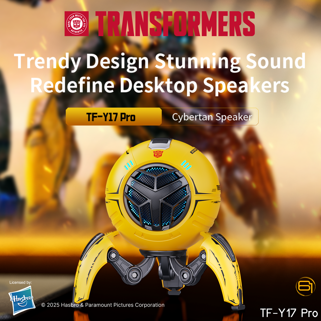 Transformers TF-Y17Pro Mecha Bluetooth TWS Speaker, 10W Hi-Fi 57mm Driver, Portable RGB Speaker with Detachable Foldable Tri-Pedal Stand, 2000mAh, Gaming Desk Décor Autobots