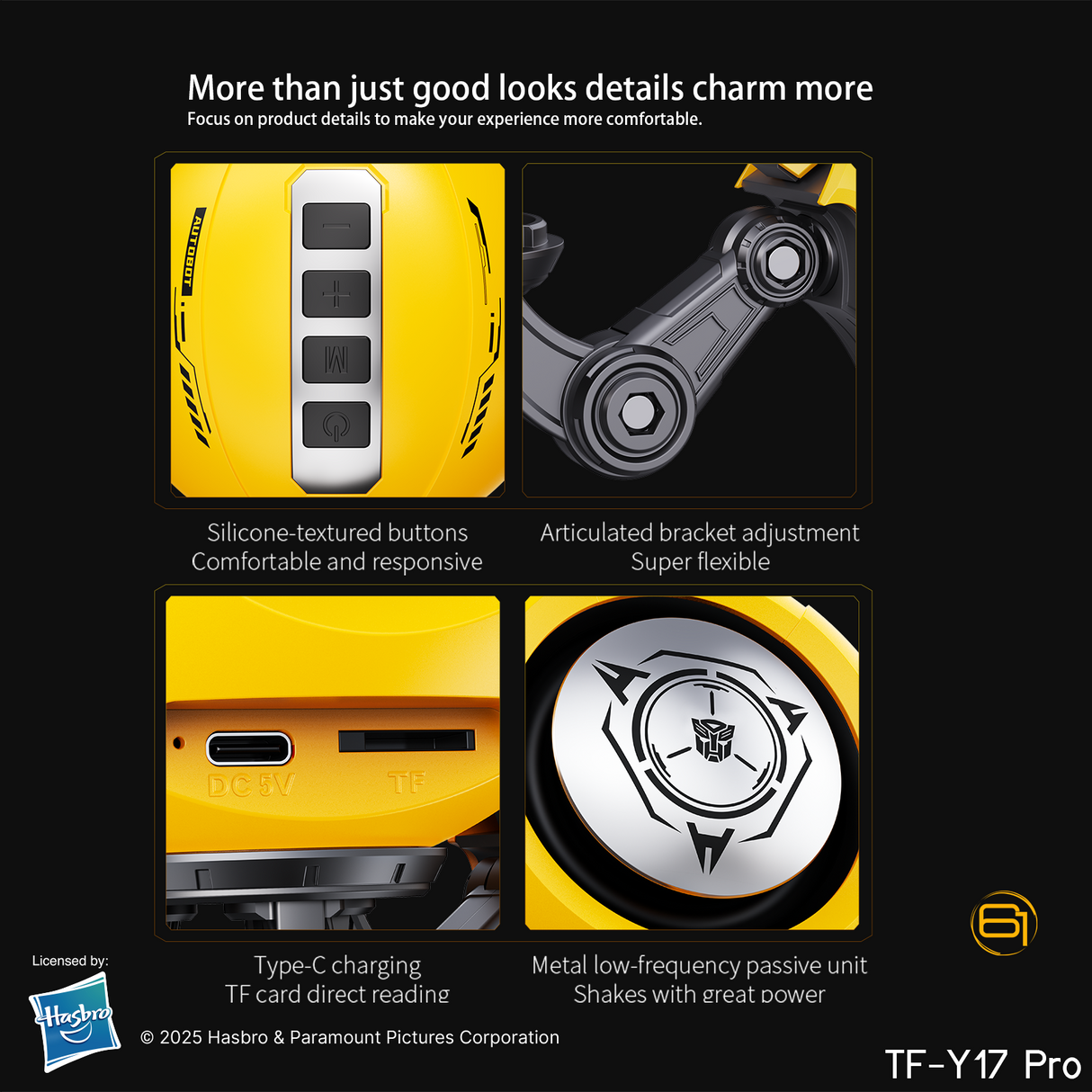 Transformers TF-Y17Pro Mecha Bluetooth TWS Speaker, 10W Hi-Fi 57mm Driver, Portable RGB Speaker with Detachable Foldable Tri-Pedal Stand, 2000mAh, Gaming Desk Décor Autobots