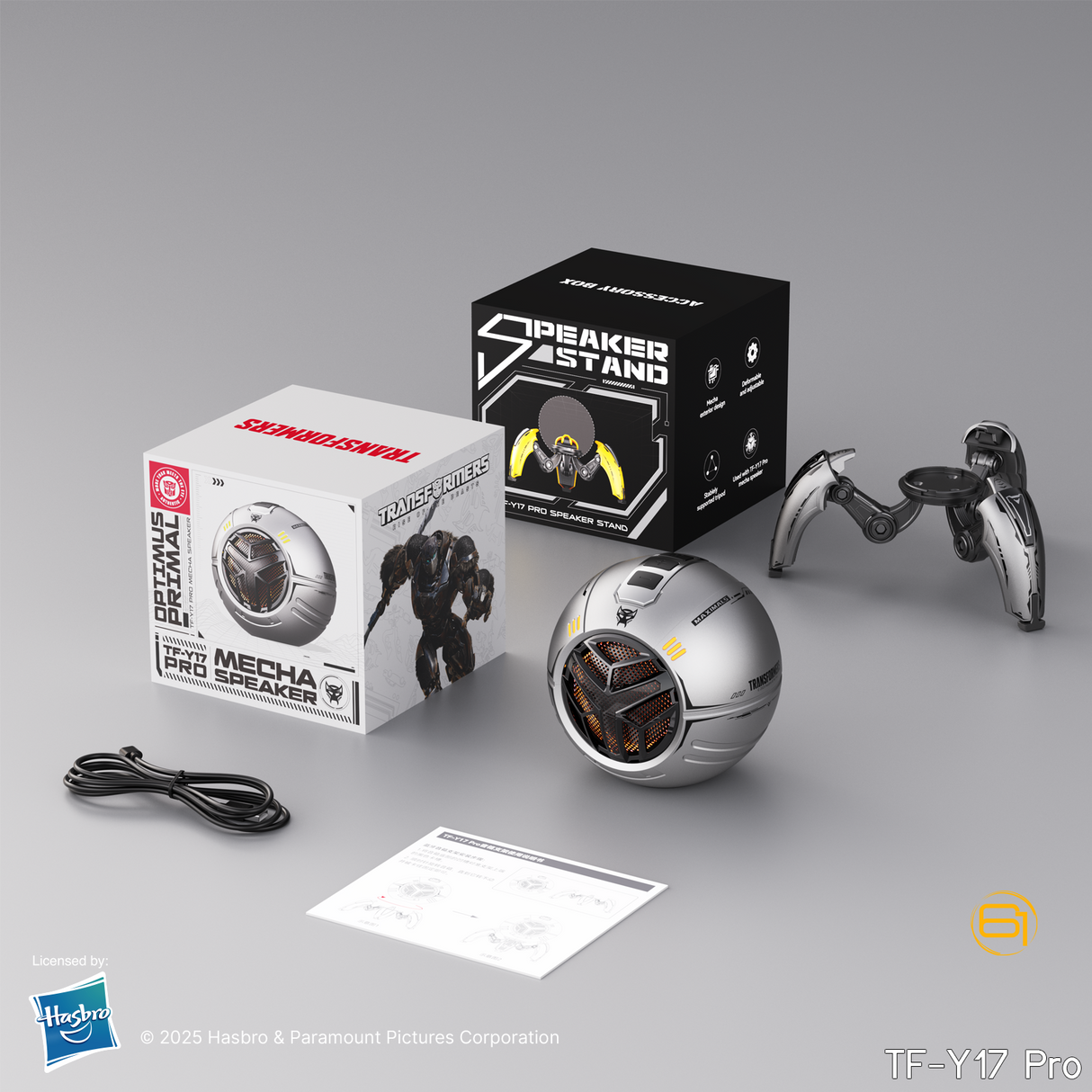 Transformers TF-Y17Pro Mecha Bluetooth TWS Speaker, 10W Hi-Fi 57mm Driver, Portable RGB Speaker with Detachable Foldable Tri-Pedal Stand, 2000mAh, Gaming Desk Décor Autobots