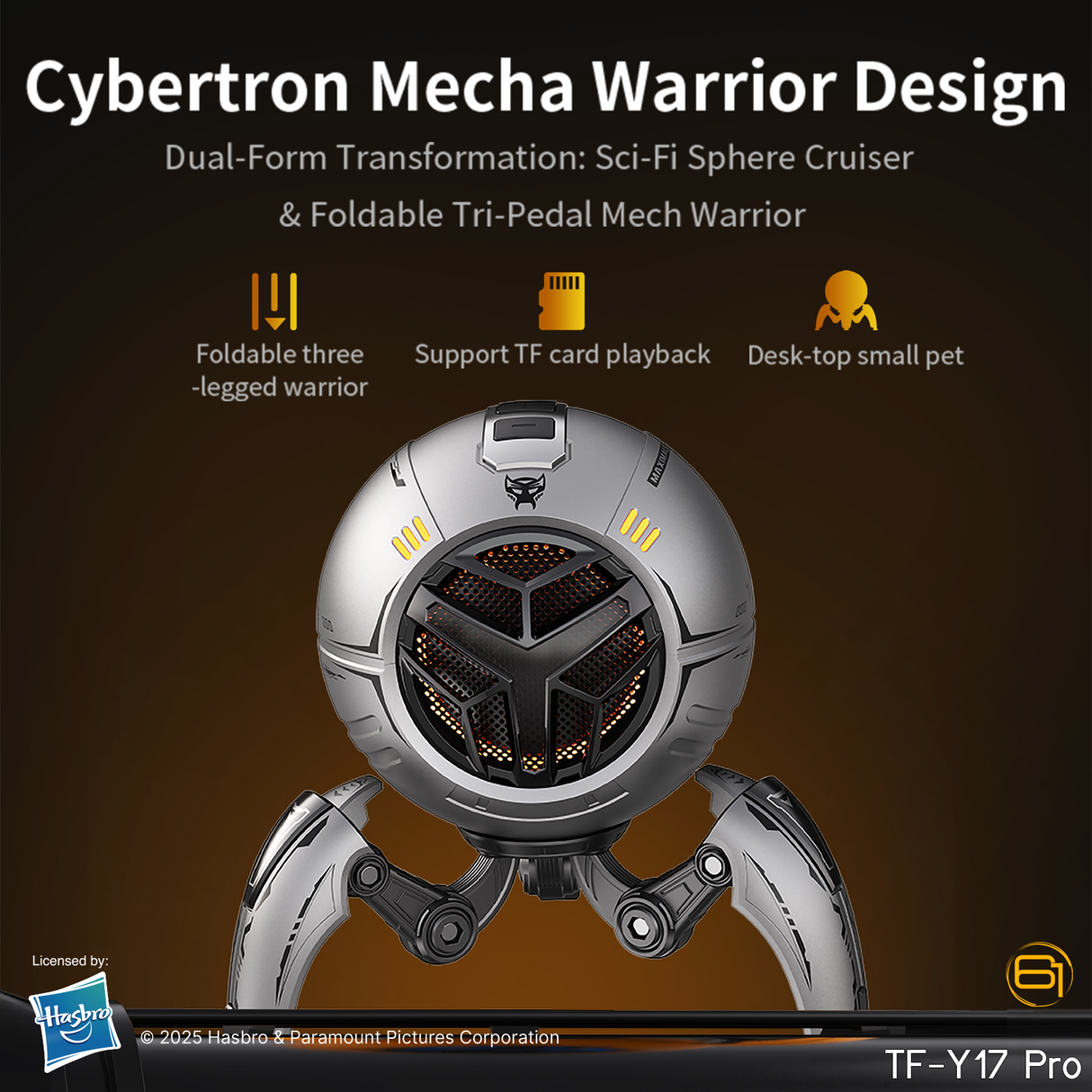 Transformers TF-Y17Pro Mecha Bluetooth TWS Speaker, 10W Hi-Fi 57mm Driver, Portable RGB Speaker with Detachable Foldable Tri-Pedal Stand, 2000mAh, Gaming Desk Décor Autobots