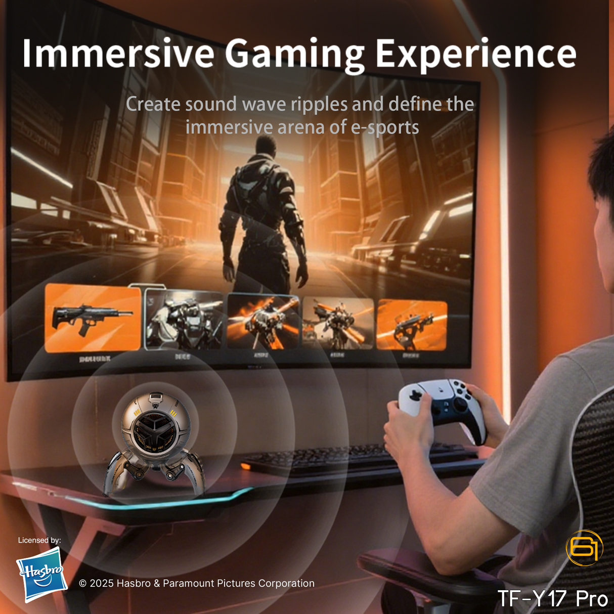 Transformers TF-Y17Pro Mecha Bluetooth TWS Speaker, 10W Hi-Fi 57mm Driver, Portable RGB Speaker with Detachable Foldable Tri-Pedal Stand, 2000mAh, Gaming Desk Décor Autobots