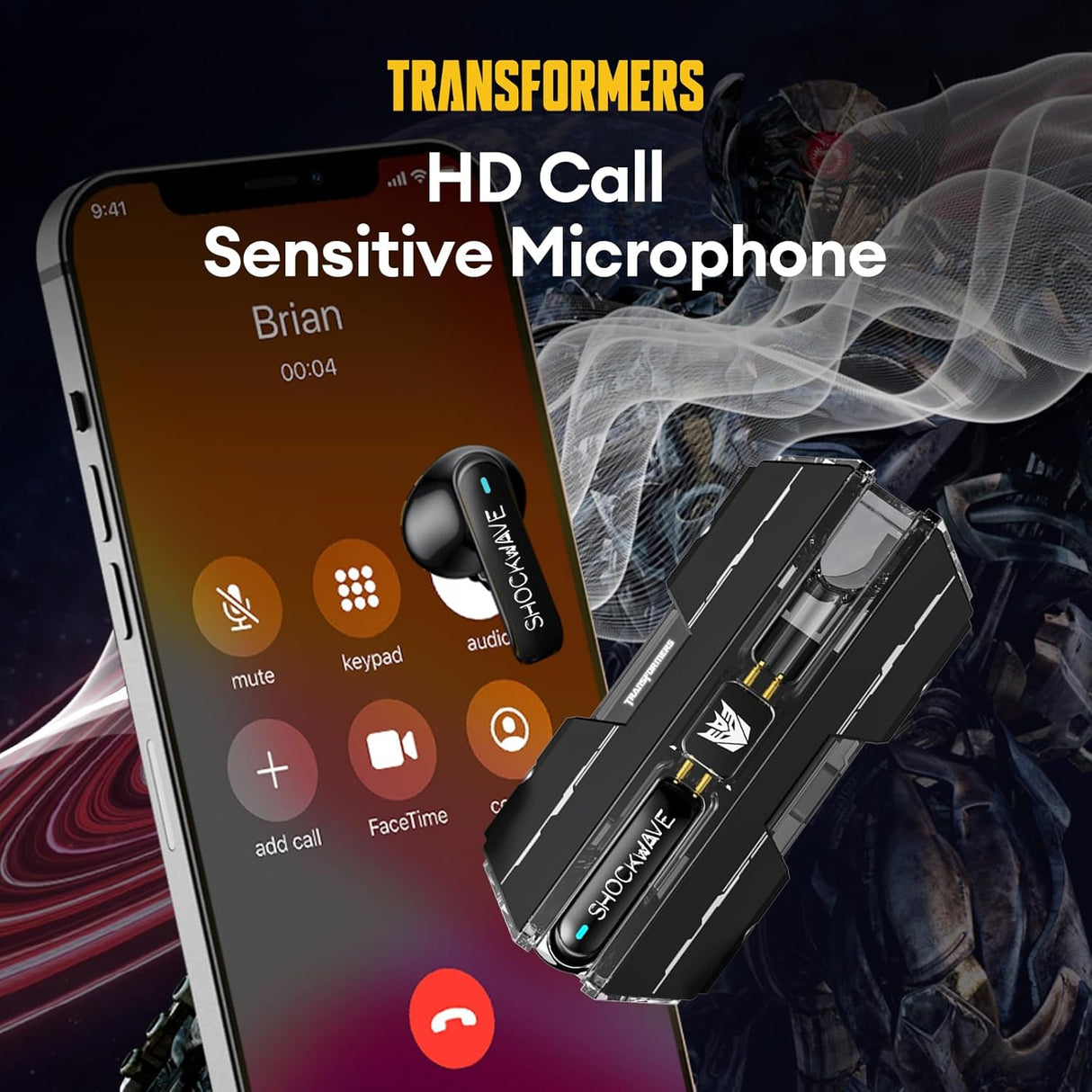 Transformers TF-T01 True Wireless Earbuds Wireless Bluetooth 5.4 Ear Buds Deep Bass Sound Earbud with Smart Noise Cancelling Mic IPX5 Waterproof in Ear Earphones for Android iOS Blue