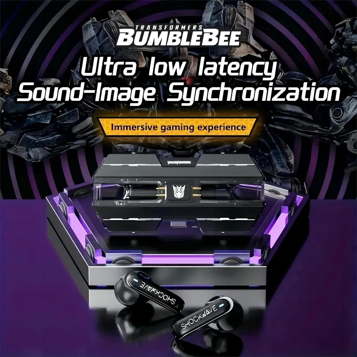 Transformers TF-T01 True Wireless Earbuds Wireless Bluetooth 5.4 Ear Buds Deep Bass Sound Earbud with Smart Noise Cancelling Mic IPX5 Waterproof in Ear Earphones for Android iOS Blue