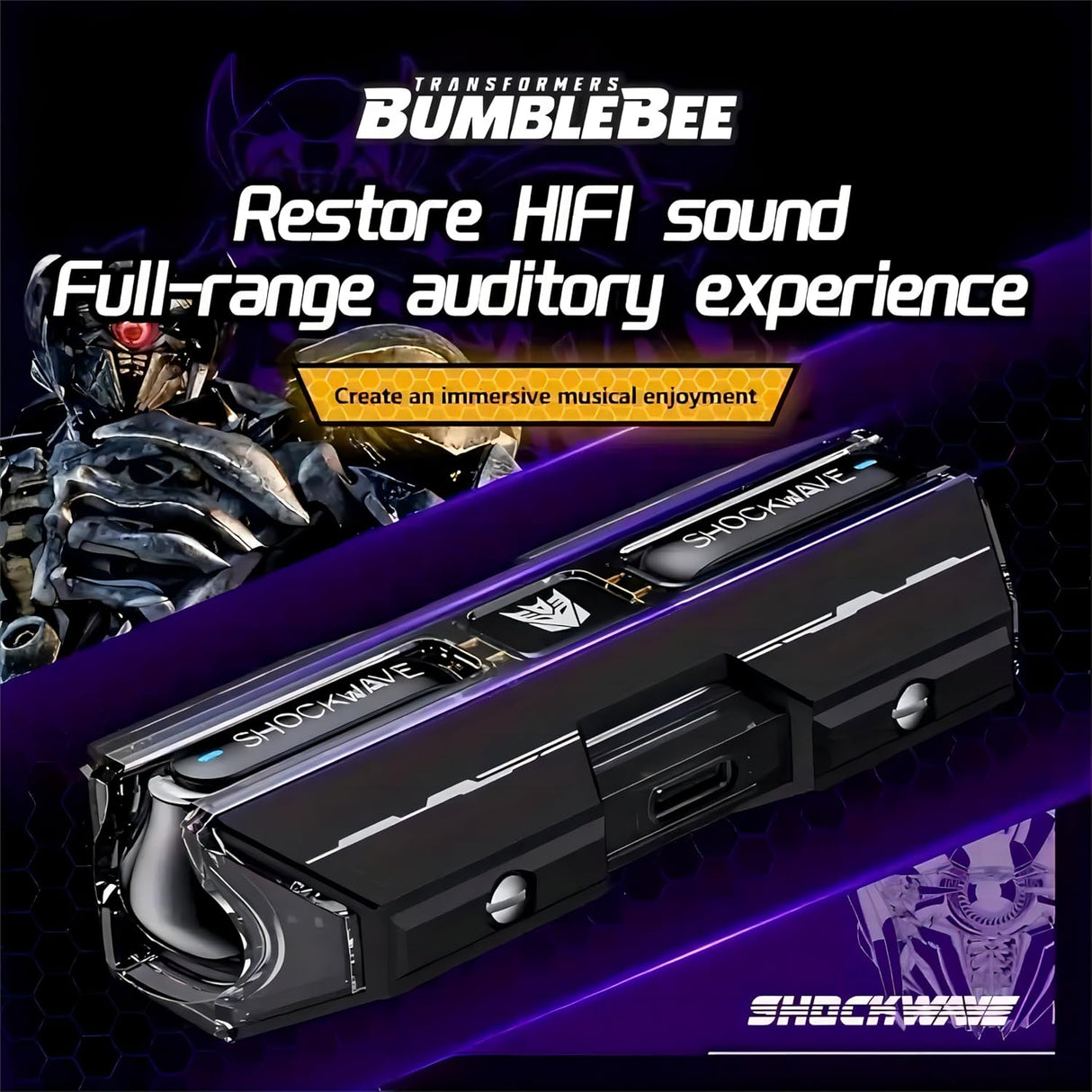 Transformers TF-T01 True Wireless Earbuds Wireless Bluetooth 5.4 Ear Buds Deep Bass Sound Earbud with Smart Noise Cancelling Mic IPX5 Waterproof in Ear Earphones for Android iOS Blue