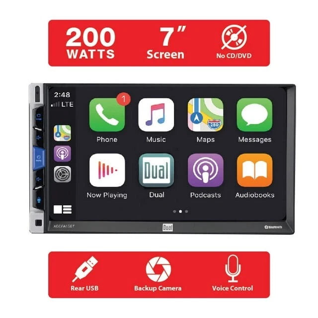 Dual Electronics XDCPA10BT 7 inch Double DIN Car Stereo Apple CarPlay & Android Auto™