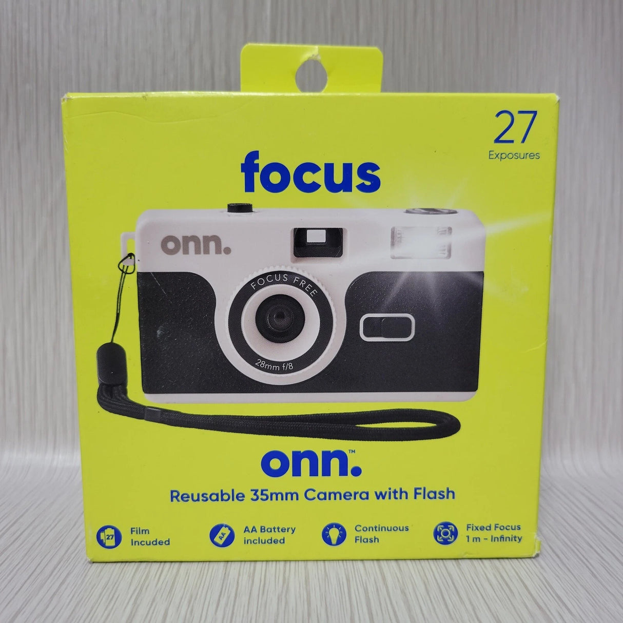 Onn Focus Reusable 35mm Camera with Flash + Film + Battery Included - Black™