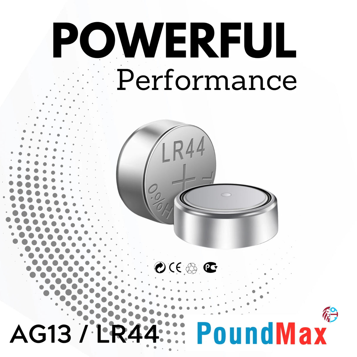 PoundMax AG13 LR44 Batteries 1.5v Alkaline Button Battery Combo Pack - 10 Count