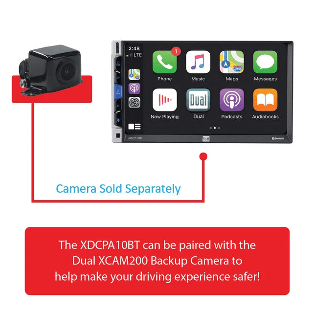 Dual Electronics XDCPA10BT 7 inch Double DIN Car Stereo Apple CarPlay & Android Auto™