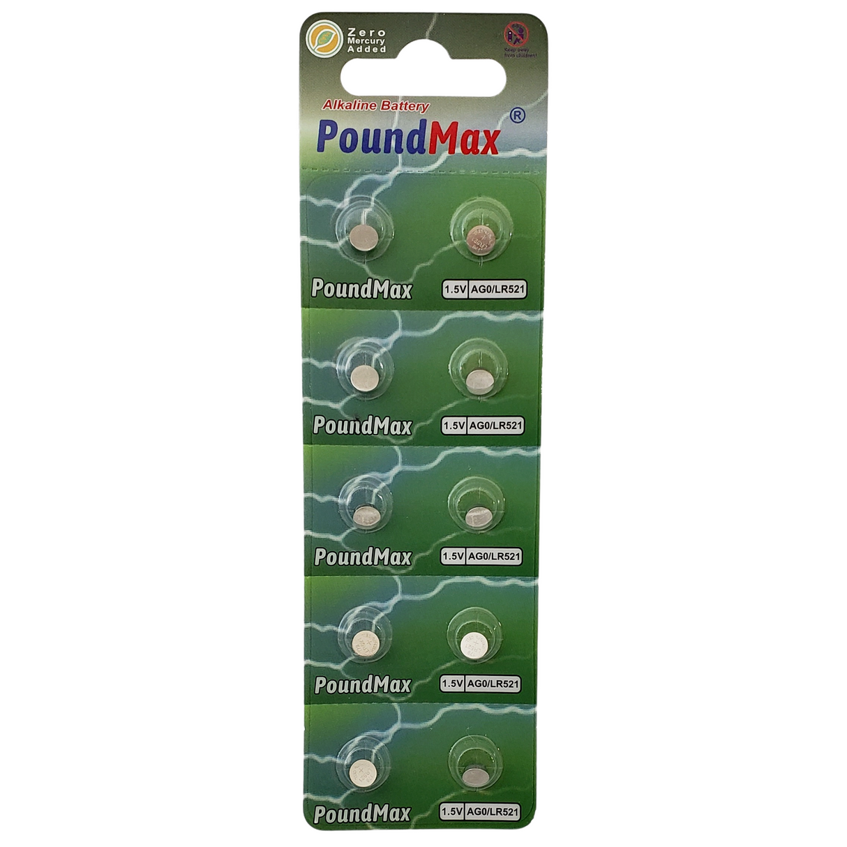 PoundMax AG0 LR521 Batteries 1.5v Alkaline Button Cell Battery