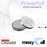 MaxyCell 2450 CR2450 Lithium Coin Cell Battery 3V High-Capacity Long-Lasting Reliable Power for Watches, Key Fobs, Fitness Trackers, Medical Devices, Thermometers, Leak-Proof Design DL2450