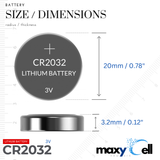 MaxyCell CR2032 Lithium Coin Cell Battery 3V - Long-Lasting, Reliable Power for Watches, Key Fobs, Fitness Trackers, Remotes & Compatible with AirTag - Leak-Proof Design