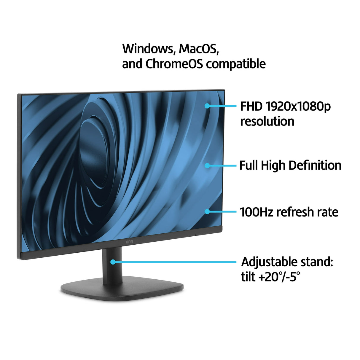 Onn 22" FHD 1920x1080 100hz Bezel-Less Monitor - NEW MODEL (100140681)™