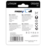 MaxyCell 2450 CR2450 Lithium Coin Cell Battery 3V High-Capacity Long-Lasting Reliable Power for Watches, Key Fobs, Fitness Trackers, Medical Devices, Thermometers, Leak-Proof Design DL2450