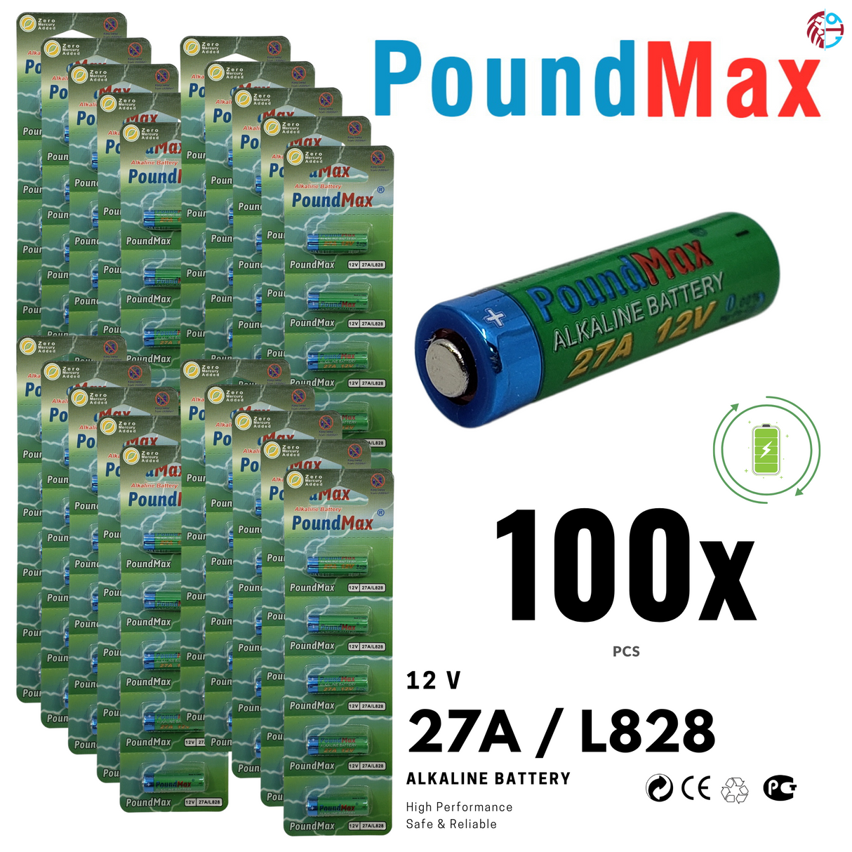 PoundMax 27A / L828 Batteries 12v Alkaline Battery Combo Pack