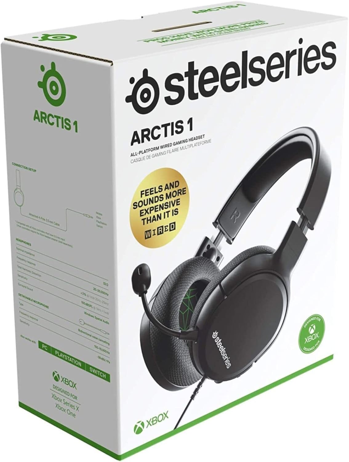 SteelSeries Arctis 1 WIRED Gaming Headset Detachable ClearCast Microphone For Xbox, PC, PS5, PS4, Nintendo Switch, Mobile