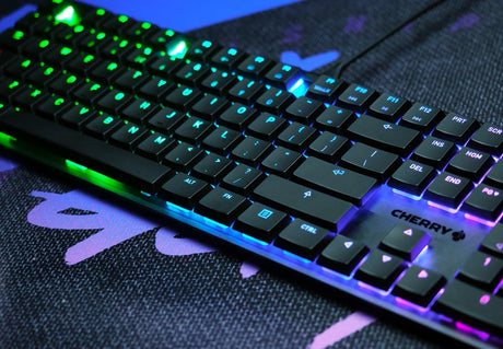 Cherry MX 10.0N RGB Mechanical Keyboard MX Low Profile Speed Switches, Aluminum Housing, Premium Keyboard for Gaming & Work (G8A-25010LVBUS-2)