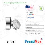 PoundMax AG0 LR521 Batteries 1.5v Alkaline Button Cell Battery