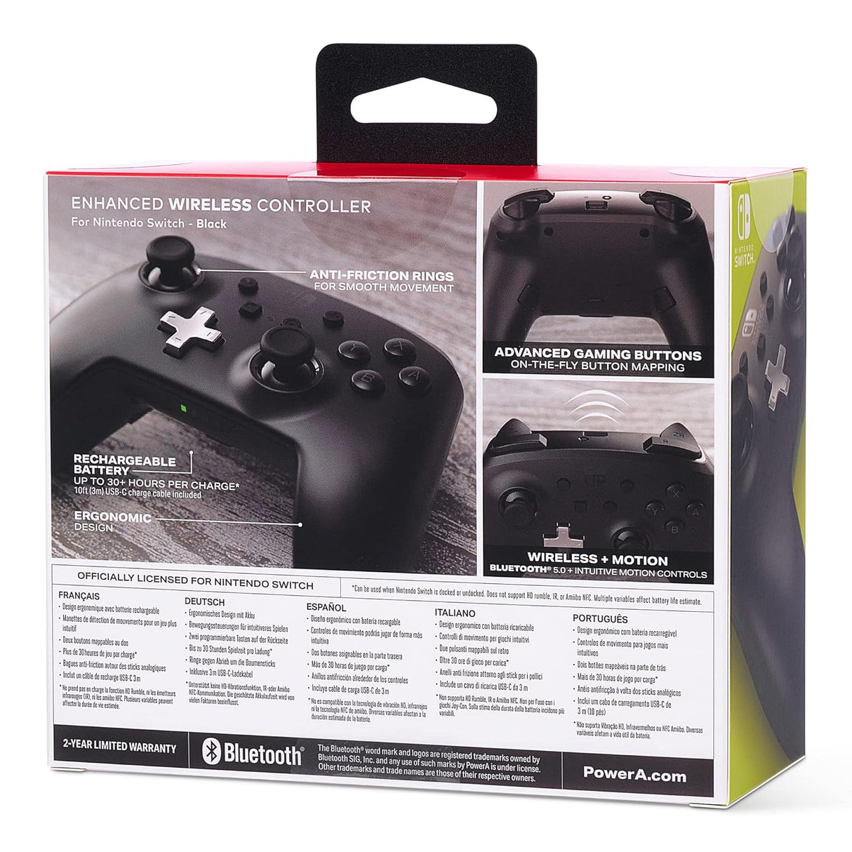 PowerA Nintendo Switch Rechargeable Enhanced Wireless Controller - Black (1509988)™
