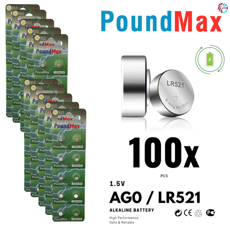 PoundMax AG0 LR521 Batteries 1.5v Alkaline Button Cell Battery