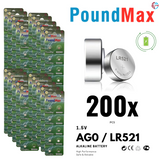PoundMax AG0 LR521 Batteries 1.5v Alkaline Button Cell Battery
