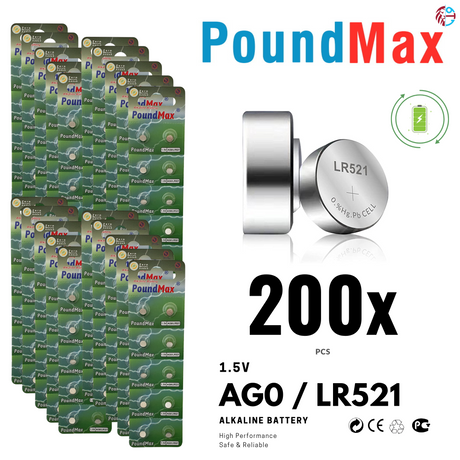 PoundMax AG0 LR521 Batteries 1.5v Alkaline Button Cell Battery