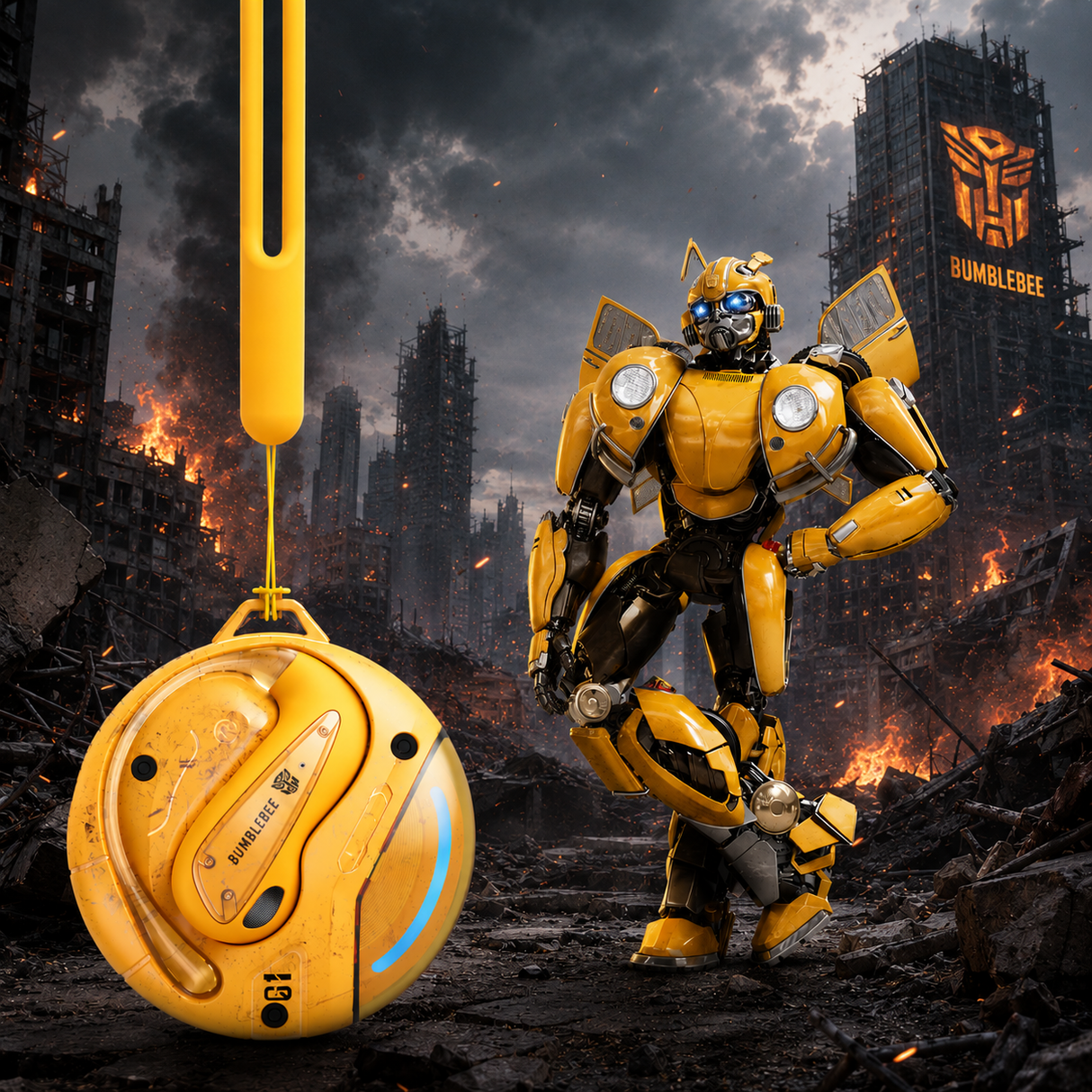 Transformers Flux T86 Ear-Hook Bluetooth Wireless Earbuds, Heavy-Duty Zinc Alloy Armor Charging Case, 14.2mm Hi-Fi Drivers, Built-in Mic