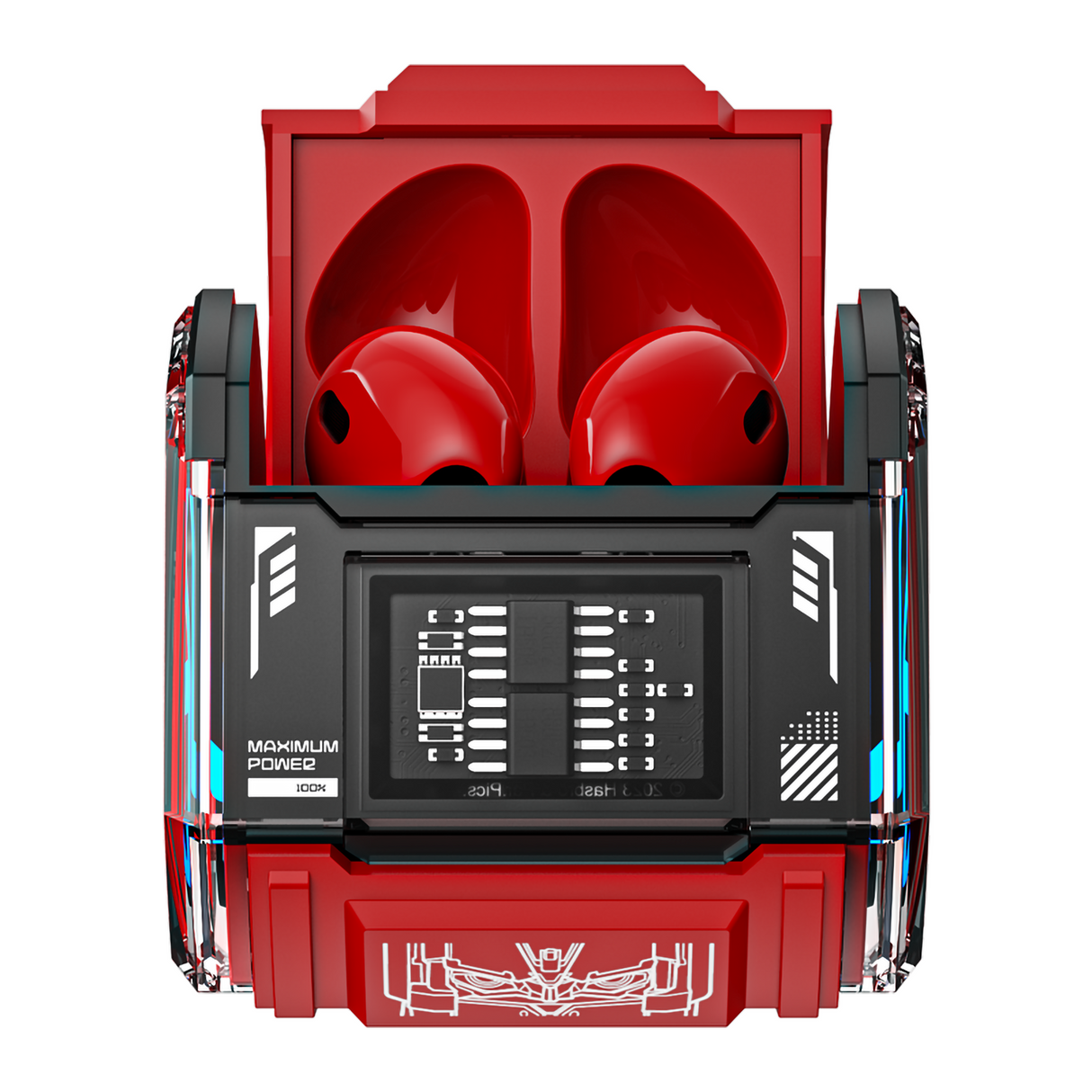 Transformers MG-C03 Bluetooth Wireless Earbuds – TWS, HiFi Sound, Low Latency Gaming & Music Dual Mode Headset, Noise Cancelling, Touch Control, Long Battery Life & Charging Case Red