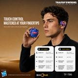 Transformers Flux T86 Ear-Hook Bluetooth Wireless Earbuds, Heavy-Duty Zinc Alloy Armor Charging Case, 14.2mm Hi-Fi Drivers, Built-in Mic