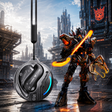 Transformers Flux T86 Ear-Hook Bluetooth Wireless Earbuds, Heavy-Duty Zinc Alloy Armor Charging Case, 14.2mm Hi-Fi Drivers, Built-in Mic