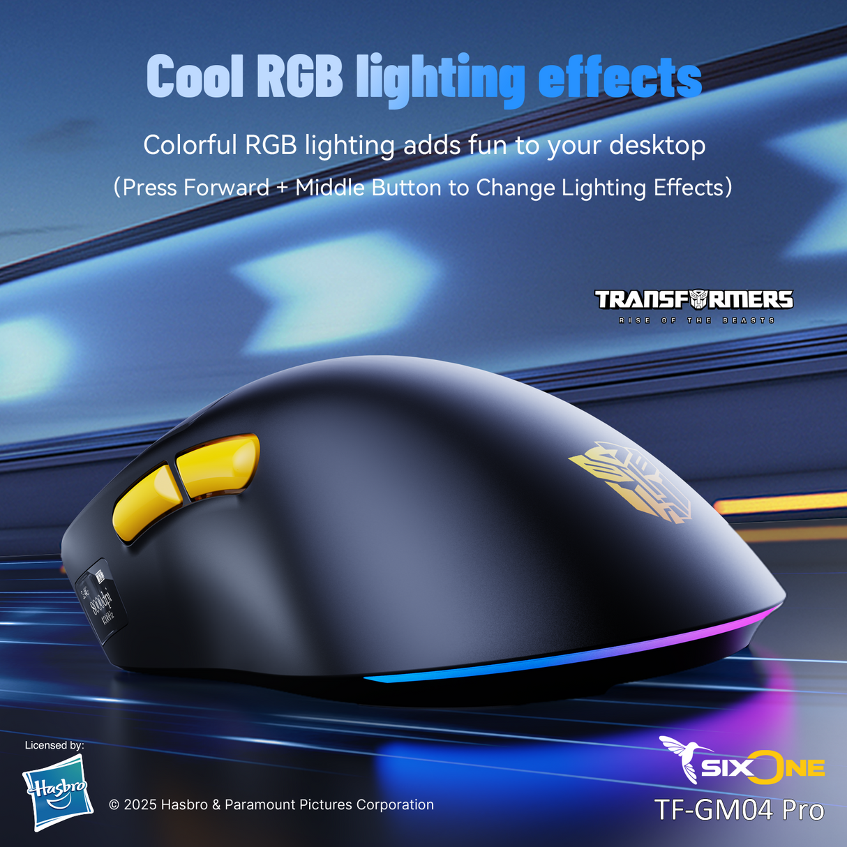 Transformers Autobots TF-GM04 Pro Wireless Esports Gaming Mouse, 53g Ultra-Light, Tri-Mode Bluetooth/2.4GHz/Wired - 24000 DPI RGB 6 Buttons
