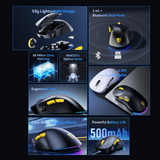 Transformers Autobots TF-GM04 Pro Wireless Esports Gaming Mouse, 53g Ultra-Light, Tri-Mode Bluetooth/2.4GHz/Wired - 24000 DPI RGB 6 Buttons