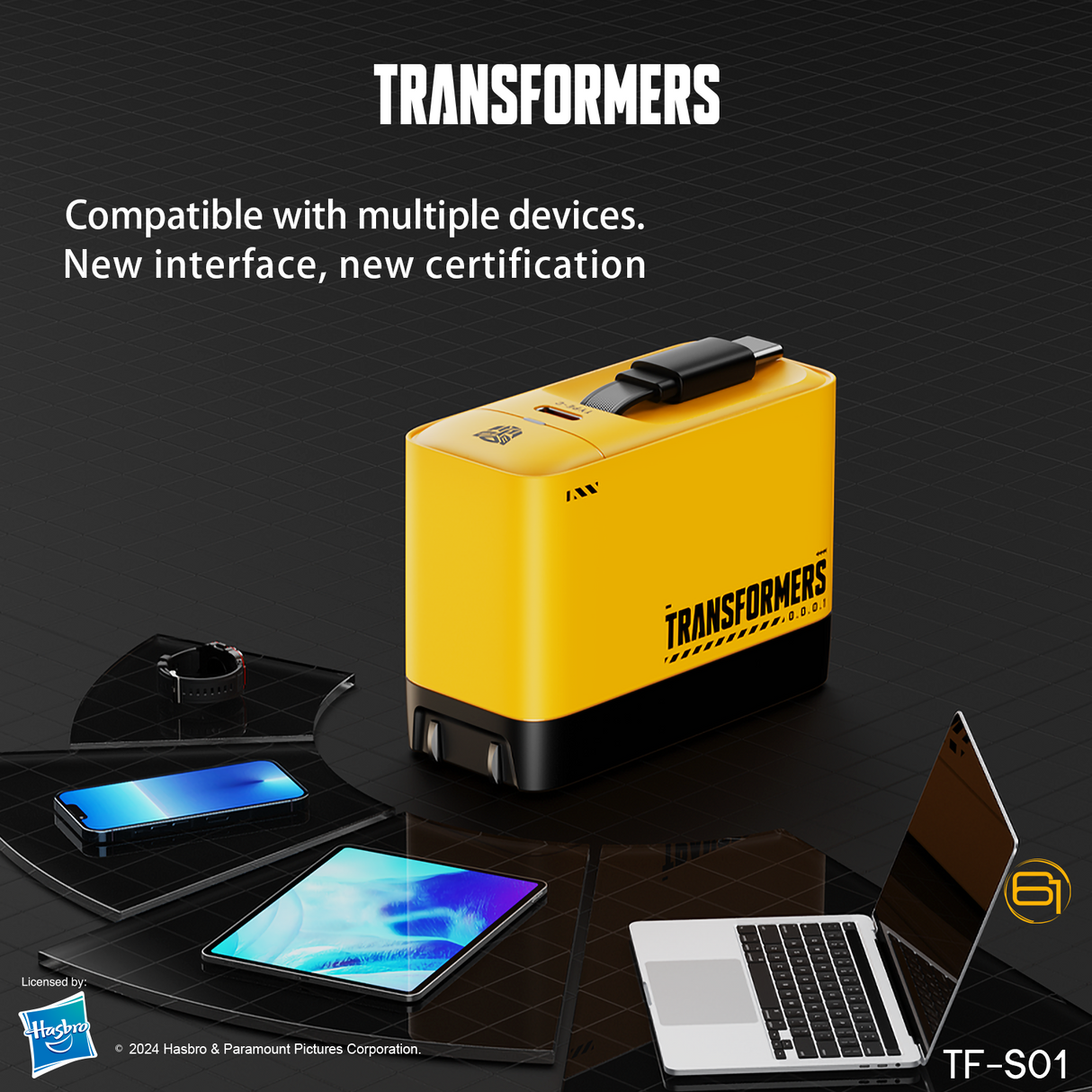 Transformers StarSaber TF-S01 40W GaN USB-C Fast Charger with Retractable 32” Cable, Dual USB-C (20W+12W) Compact Wall Charger for iPhone, Samsung, Google Pixel, iPad AC 100-240V