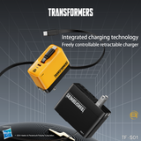 Transformers StarSaber TF-S01 40W GaN USB-C Fast Charger with Retractable 32” Cable, Dual USB-C (20W+12W) Compact Wall Charger for iPhone, Samsung, Google Pixel, iPad AC 100-240V