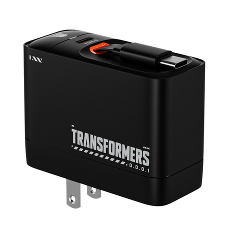 Transformers StarSaber TF-S01 40W GaN USB-C Fast Charger with Retractable 32” Cable, Dual USB-C (20W+12W) Compact Wall Charger for iPhone, Samsung, Google Pixel, iPad AC 100-240V
