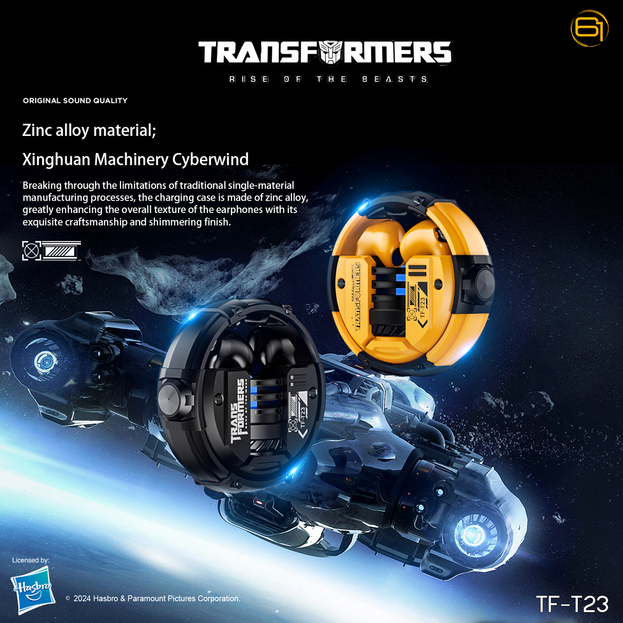 Transformers TF-T23 Wireless Bluetooth Earbuds - Premium Zinc Alloy Case RGB Breathing Lights, Gaming Mode, 13mm Loudspeaker, Deep Bass Sound, Long Battery Life, Type-C Fast Charge