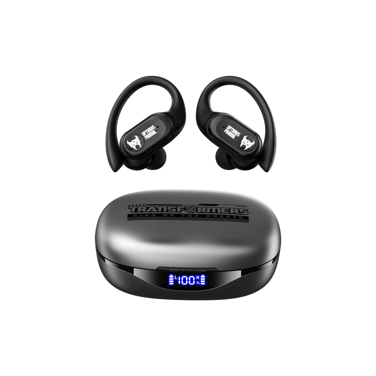 Transformers TF-T26 Pro Over The Ear Earbuds Wireless Bluetooth 5.4 Ear Buds with Earhooks 65H Playtimes Deep Bass Sound IPX5 Mic IPX5 Waterproof Earphones for Sport/Workout