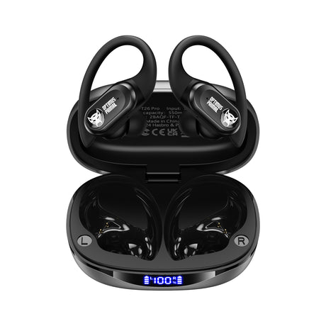 Transformers TF-T26 Pro Over The Ear Earbuds Wireless Bluetooth 5.4 Ear Buds with Earhooks 65H Playtimes Deep Bass Sound IPX5 Mic IPX5 Waterproof Earphones for Sport/Workout