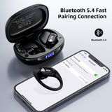Transformers TF-T26 Pro Over The Ear Earbuds Wireless Bluetooth 5.4 Ear Buds with Earhooks 65H Playtimes Deep Bass Sound IPX5 Mic IPX5 Waterproof Earphones for Sport/Workout