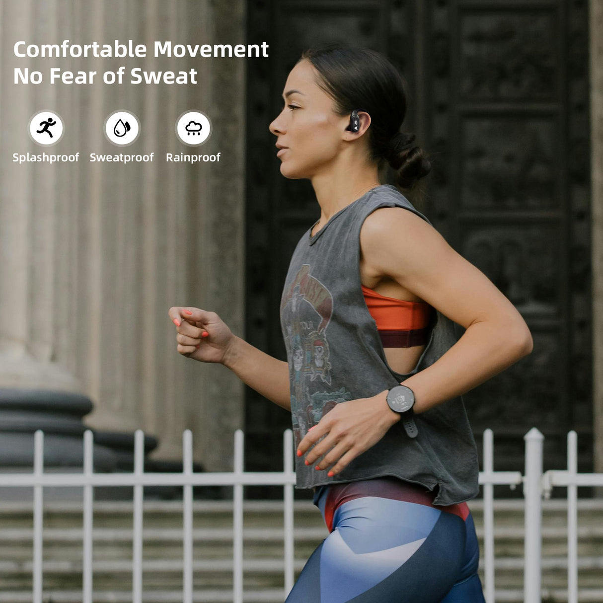 Transformers TF-T26 Pro Over The Ear Earbuds Wireless Bluetooth 5.4 Ear Buds with Earhooks 65H Playtimes Deep Bass Sound IPX5 Mic IPX5 Waterproof Earphones for Sport/Workout