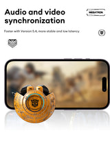 Transformers TF-T31 Bluetooth TWS Wireless Earbuds with Mechanical Shell Design Passive Noise Cancelling In-Ear Cool HiFi HD Calling Music Game Modes Low Latency Sports Earphones